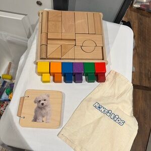 Monti Kids my 1st blocks 26 piece set with add on wooden book and small blocks